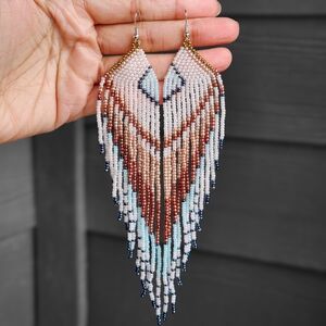 Elu Boho Fringe Beaded Earrings Handmade Jewelry Tribal Boheme